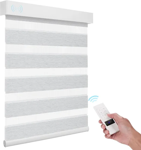 Vista 19 de ACMEART Persianas Cebra Motorizadas con Control Remoto, Control por APP y Funciona con Alexa/Google/Matter, Persianas de Ventana 100% Opacas Negro