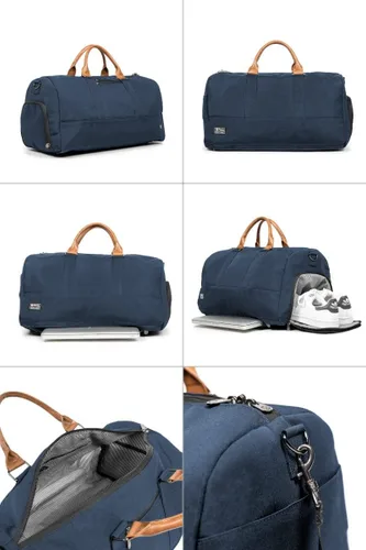 Vista 2 de PKG Bolsa de viaje Bishop (42L). Construcción de doble capa resistente al agua 600D. Compartimento acolchado para portátil. Compartimento