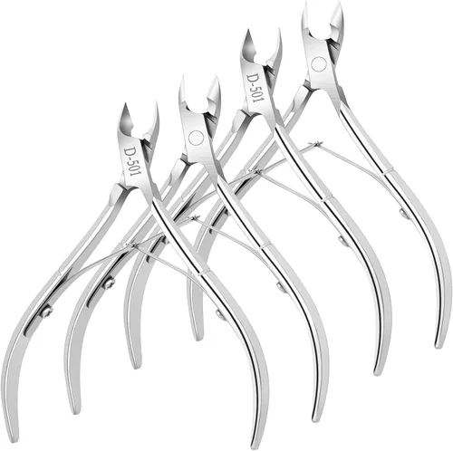 Vista 9 de Paquete de 4 pinzas de cutículas, recortadora de cutículas de acero inoxidable de alta calidad para manicura y pedicura en el hogar, spa/salón