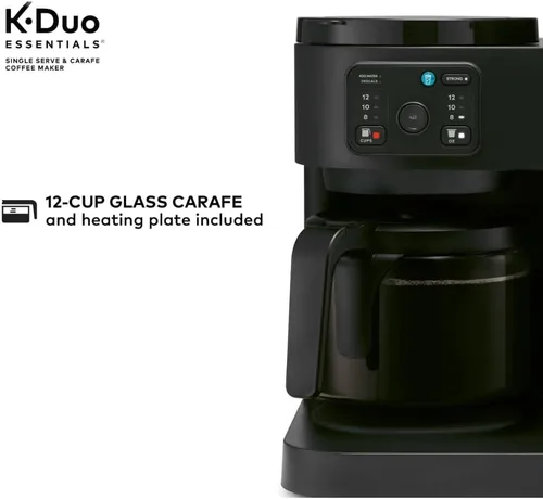 Vista 7 de K-Duo Essentials Coffee Maker for Hot and Iced Drinks, Single Serve KCup Pod Brewer and 12 Cup Carafe Drip Coffee Pot, 72 oz Water Reservoir,Pause &