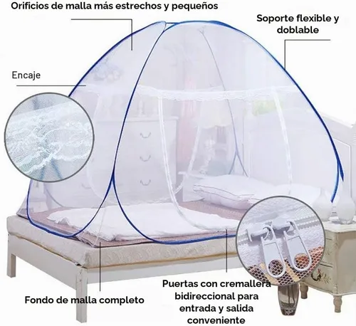 Vista 4 de Carpa de mosquitero plegable autónoma nueva portátil para cama 1/2 aberturas