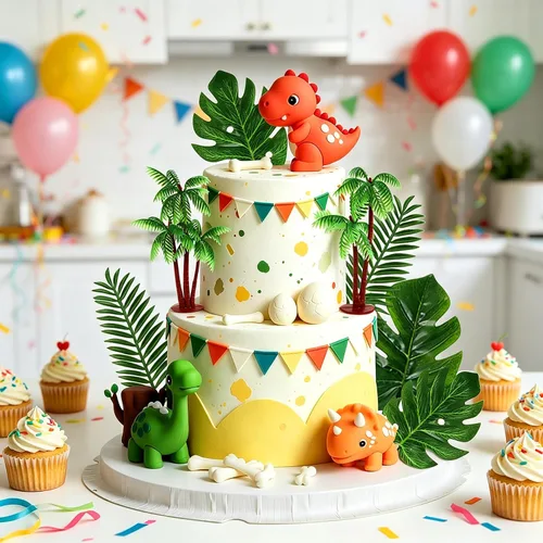 Vista 3 de Decoración de cumpleaños de dinosaurio para tartas de dinosaurio