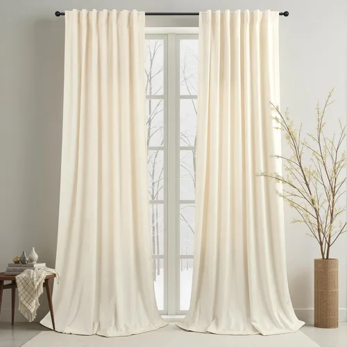 Vista 39 de Cortinas de terciopelo opacas para oscurecer la habitación de 63 pulgadas de largo para sala de estar, comedor, 2 paneles, privacidad pesada