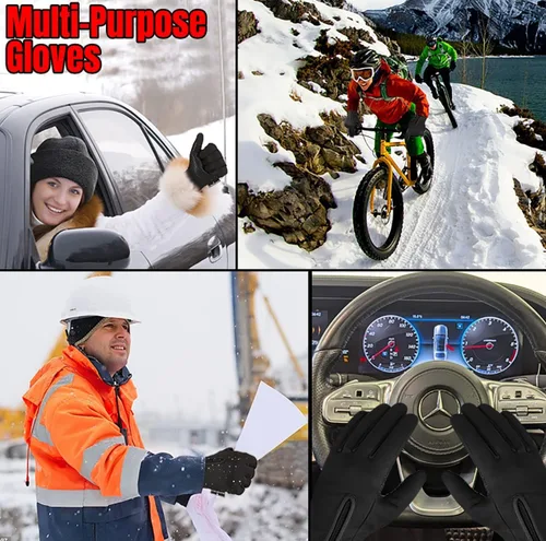 Vista 5 de Guantes de invierno para hombres y mujeres, resistentes al viento, para pantalla táctil, antideslizantes, para clima frío, guantes cálidos