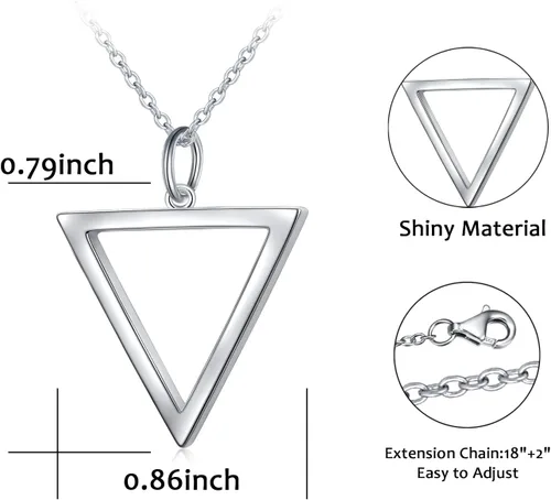 Vista 6 de DAOCHONG Collar de plata de ley 925 con formas geométricas, triángulorectángulocírculo, collar con colgante para mujer