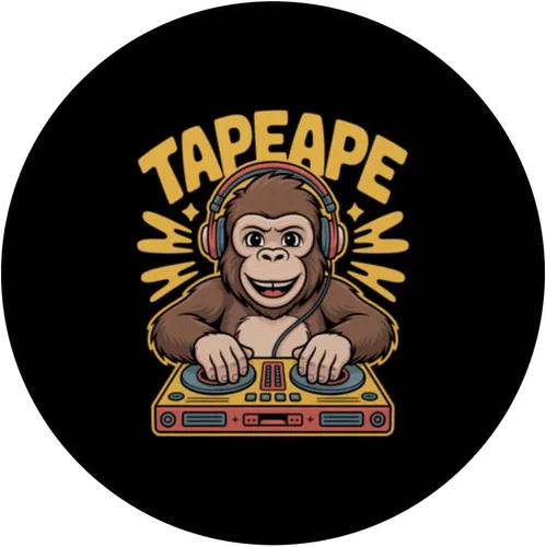 Vista 3 de TAPEAPE - Tocadiscos Dj Monkey Retro Funky Party Vibes PopSockets Adhesivo PopGrip