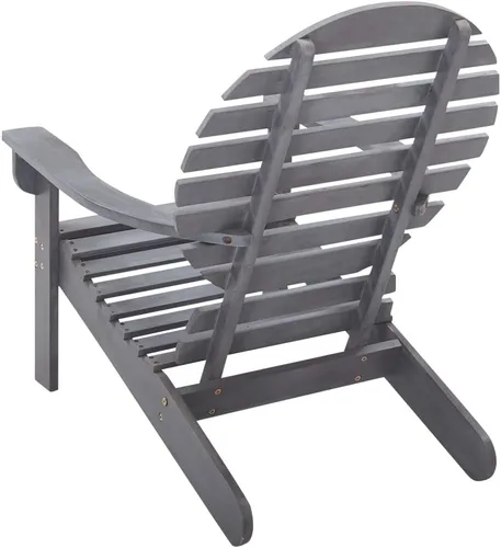 Vista 4 de Silla Adirondack de madera de acacia maciza, gris, 27.2 pulgadas de ancho x 35.0 pulgadas de alto, acabado desgastado, para asientos al aire libre