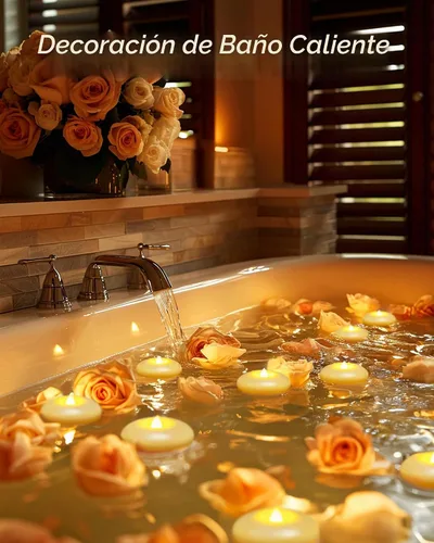 Vista 4 de Homemory Paquete de 6 velas flotantes LED sin llama de 3", 200 horas de duración con pilas, luces de té parpadeantes impermeables para jarrones