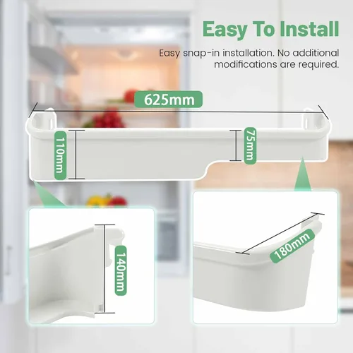 Vista 4 de HECASA - Estante para puerta de refrigerador que reemplaza al frigidaire, plástico ABS blanco