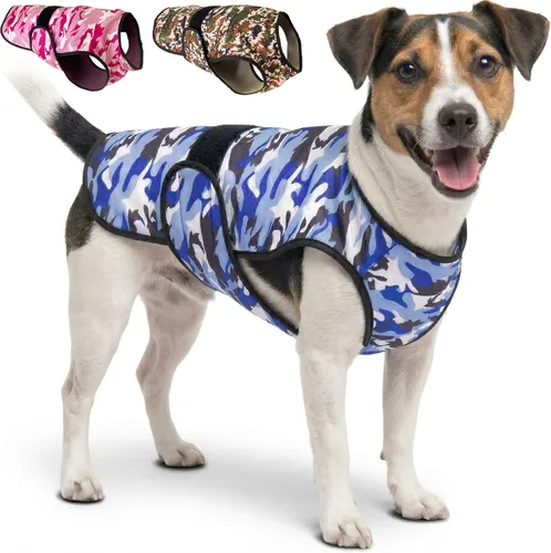 Vista 18 de Chaleco refrescante para perro, chaqueta de refrigeración de microfibra de 2 capas, azul, talla XS Longer cooling duration, balanced comfort, UV