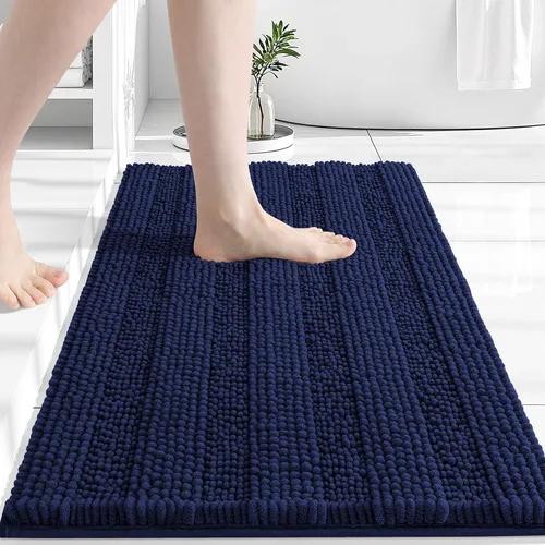 Vista 94 de Grandaily Alfombras de baño de felpilla a rayas de 24 x 16 pulgadas, extra gruesas y suaves, absorbentes, parte trasera de goma, alfombra de ducha