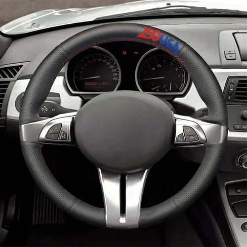 Vista 2 de MEWANT Funda para volante con bordado personalizado para BMW Z4 E85 Roadster E86 Coupe 2003-2008 con costura a mano Custom Fit for BMW Z4 E85