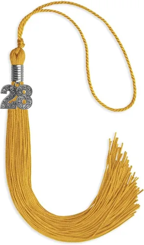 Vista 54 de Endea Graduation Borla de un solo color con dije de plata brillante (oro antiguo, 2022)