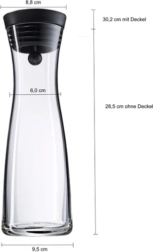 Vista 6 de WMF Basic Water Decanter 1L Altura 11.4 in Close-Up Tapón Vidrio Cromargan® Acero Inoxidable, Plata