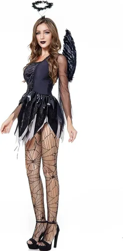 Vista 4 de Ymosrh Vestidos para mujer, disfraz sexy de ángel oscuro, uniforme de juego, disfraz malvado, vestidos de novia fantasma, vestidos para fiesta