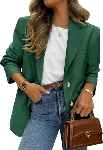 Vista 14 de PRETTYGARDEN Blazers 2026 para mujer casual de negocios Caqui oscuro
