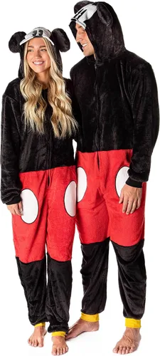 Vista 3 de Disney Mickey Mouse Super Minky - Disfraz con capucha para adultos traje de unión ropa de dormir Multicolorido