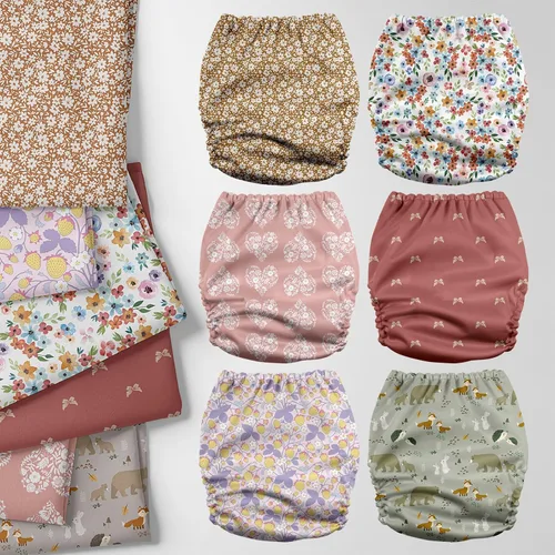 Vista 2 de Mama Koala Pañales de tela para bebé 3.0 con paquete de 6 insertos, con 2 unidades de forro reutilizable para cubos