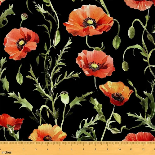Vista 8 de The Yard - Tela de rosa rosa de estilo romántico floral para amantes de la costura, flores de jardín botánico, hojas de tela para decoración