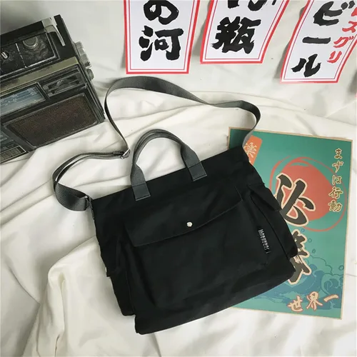 Vista 2 de Bolsa de lona para mujer, bolsa cruzada de lona con bolsillos para mujer, para ir de compras, viajes, trabajo
