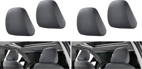 Vista 9 de 2 fundas para reposacabezas de asiento de automóvil, 9" x 10.6" de punto elástico transpirable completamente envolvente, cubierta antipolvo simple