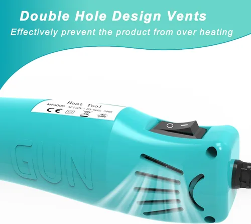 Vista 5 de Pistola de calor, mini pistola de calor para tubo termocontraíble, para manualidades DIY, pistola de aire caliente de 300 W con boquilla reflectora