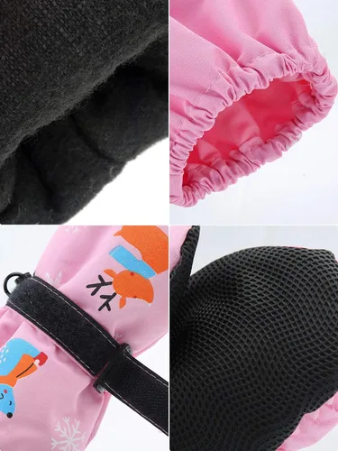 Vista 5 de SATINIOR Manoplas de esquí para niños, guantes de invierno impermeables para nieve, guantes cálidos y resistentes al viento para niños y niñas