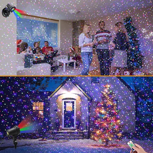 Vista 5 de Luces láser navideñas, proyector de luces láser para jardín al aire libre con movimiento RGB impermeable para Navidad
