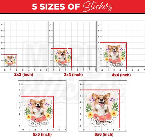 Vista 5 de Calcomanía personalizada con foto de perro y gato, retrato de mascota con nombre y flores, cara, fotos impermeables de vinilo troquelado