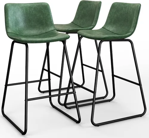 Vista 14 de YaFiti - Juego de 2 sillas de comedor de 18 pulgadas, sillas modernas tapizadas para comedor con cojines de piel sintética y patas de metal, silla
