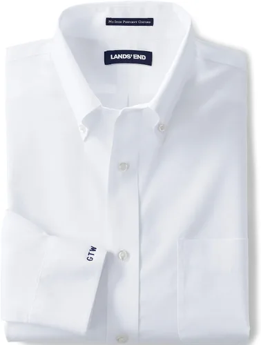 Vista 4 de Lands' End Camisa de vestir con cuello abotonado Supima sin planchado, ajuste tradicional, para hombre