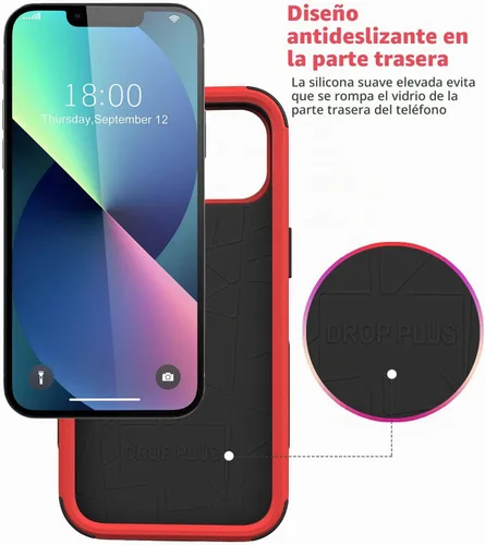 Vista 4 de Diverbox Funda para iPhone 13 [A prueba de golpes] [A prueba de caídas] [A prueba de polvo], Funda de Teléfono de Protección Resistente para Apple