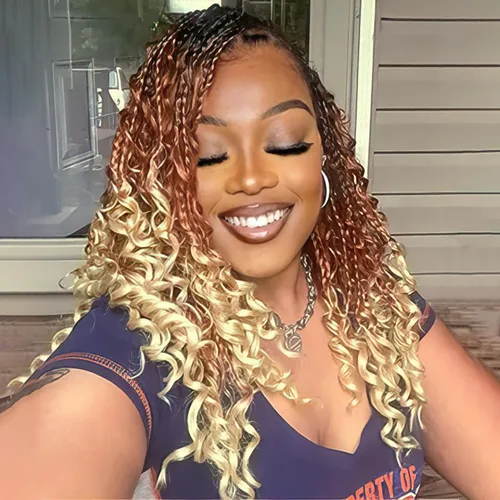 Vista 15 de Goddess Box Braids 1B3330 - Trenzas de ganchillo bohemias de 10 pulgadas para mujeres negras, paquete de 7 paquetes de trenzas bohemias preenlazadas