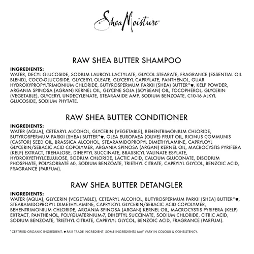 Vista 7 de SheaMoisture Cuidado del cabello hidratante profundo, 3 unidades de manteca de karité cruda para cabello rizado, seco y dañado, sin sulfato, champú