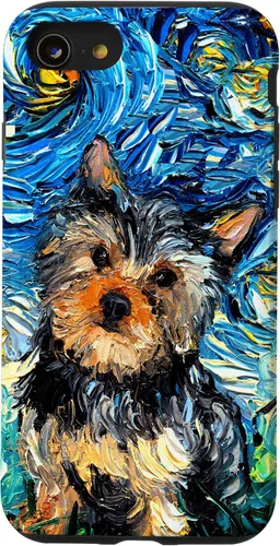 Vista 18 de iPhone 16 Yorkshire terrier Starry Night Cute Yorkie Dog Art por Aja Case