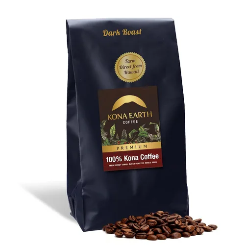 Vista 12 de KONA EARTH - 100% Café Kona, Tostado Medio Oscuro Clásico, Grano Entero (227 gramos) Café auténtico Kona hawaiano de la granja, tostado en lotes