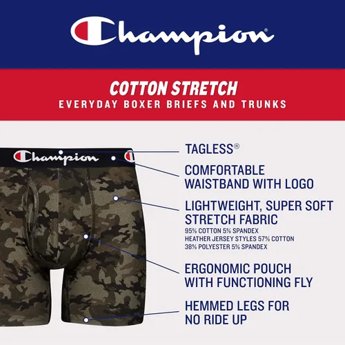 Vista 2 de Champion Troncos elásticos de algodón para hombre, paquete de 3