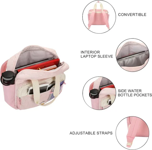 Vista 4 de Super Mario Bros - Mini mochila para adultos, iconos en relieve rosa