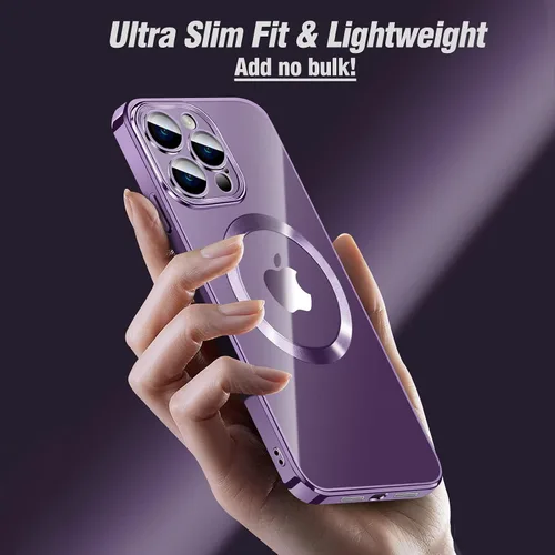 Vista 6 de aowner Funda magnética transparente para iPhone 11 Pro Max con protector de lente de cámara, compatible con MagSafe, no se amarillea, ajuste