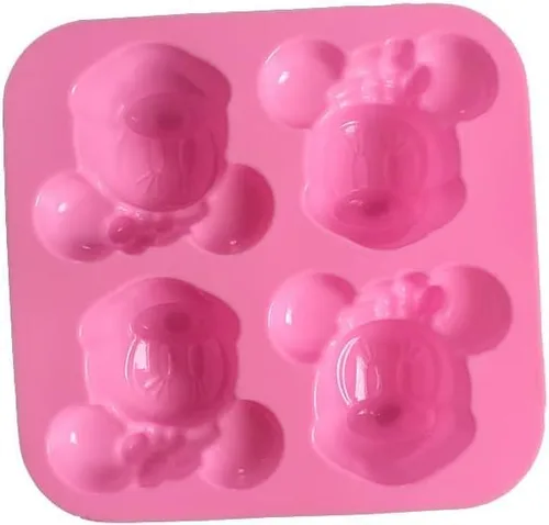 Vista 3 de Molde de silicona para cabeza de ratón de 4 cavidades para hacer dulces de fondant, moldes de chocolate, piruleta, postres, goma, arcilla, jabón