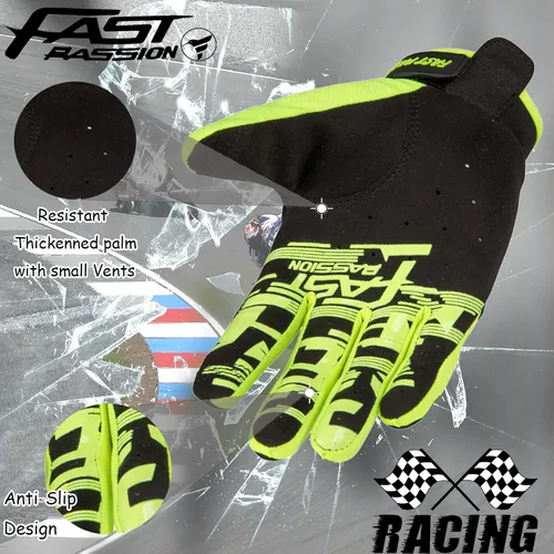 Vista 3 de Guantes de motocicleta Fast Passion para hombres/mujeres - Guantes de bicicleta todoterreno y motocross con características antideslizantes