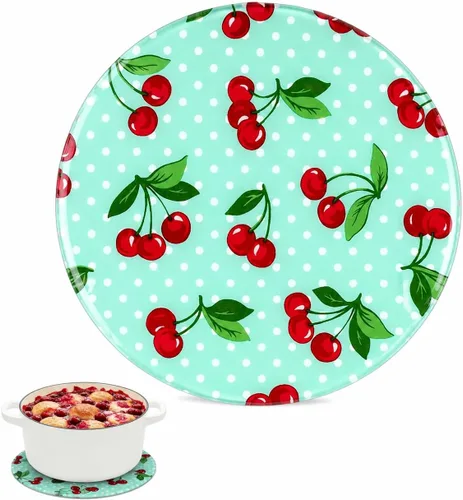Vista 11 de Andreas - Salvamanteles de silicona GG Peaches & Berries antideslizantes de 8 pulgadas, soporte para ollas, almohadilla caliente, 100% algodón, apto