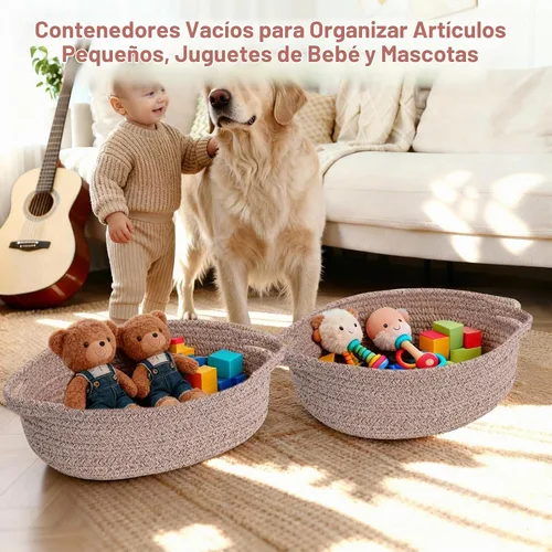 Vista 6 de Cesta para regalos vacía, pequeña cesta tejida con bolsas y cintas, cestas de juguetes para bebé con asas, contenedor de almacenamiento de mimbre