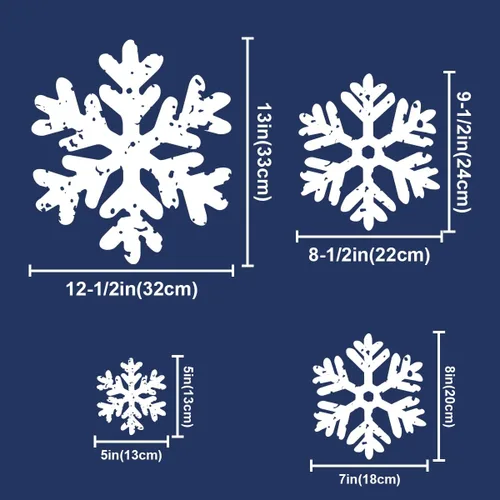 Vista 3 de Adornos de Navidad para Ventanas: 16 Hojas de Copo de Nieve Blanco Extra Grande para Ventana de Navidad, Adornos de Copo de Nieve Rústico de Granja