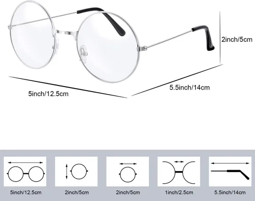 Vista 4 de Bememo 2 pares de gafas de mago de alambre redondo para disfrazarse, accesorios para disfrazarse