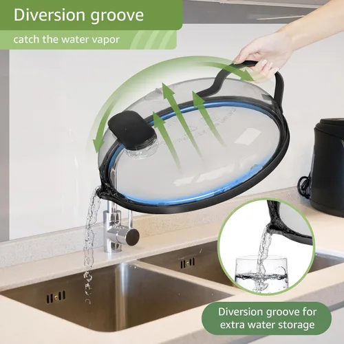 Vista 6 de Cubierta contra salpicaduras de microondas con vaporizador de agua para alimentos, protector de salpicaduras de microondas de vapor de 10 pulgadas