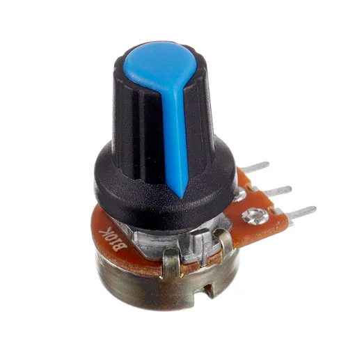 Vista 5 de BOJACK 20 juegos de eje moleteado B10K 3 terminales Potenciómetro giratorio cónico lineal (WH148) Resistencia variable de película de carbono de una