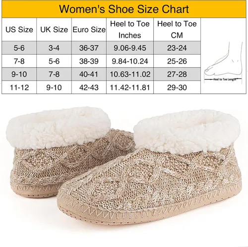 Vista 5 de Pantuflas de sherpa para mujer, botines cálidos y acogedores para interiores, calcetines suaves y peludos para casa, parte inferior antideslizante