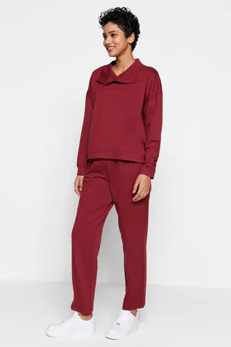 Vista 4 de Trendyol Conjunto de dos piezas de sudadera de punto medio liso para mujer