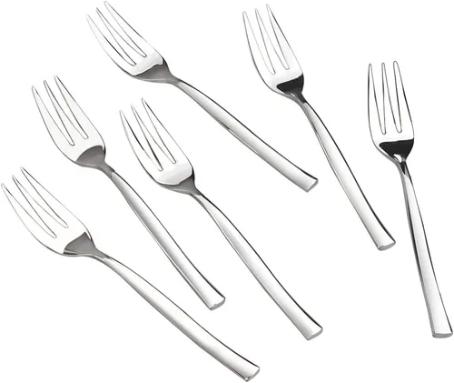 Vista 7 de Idomy Tenedores de degustación de 3 dientes de acero inoxidable para aperitivos, 12 piezas
